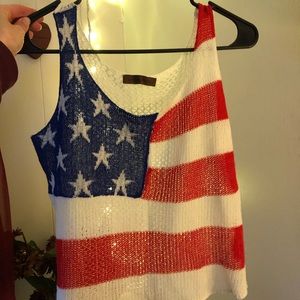 American flag knit tank top